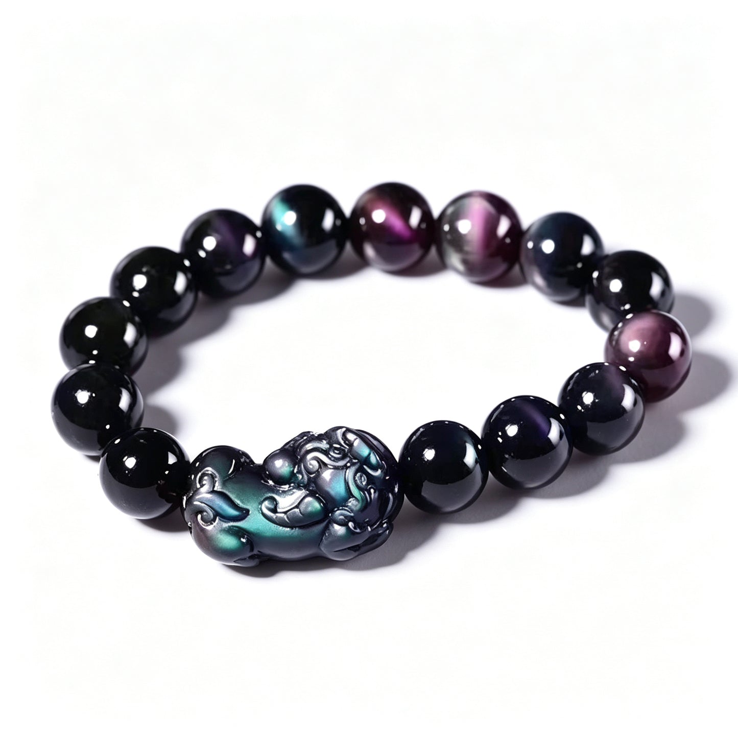 Rainbow Obsidian Pixiu Bracelet — Warrior's Courage