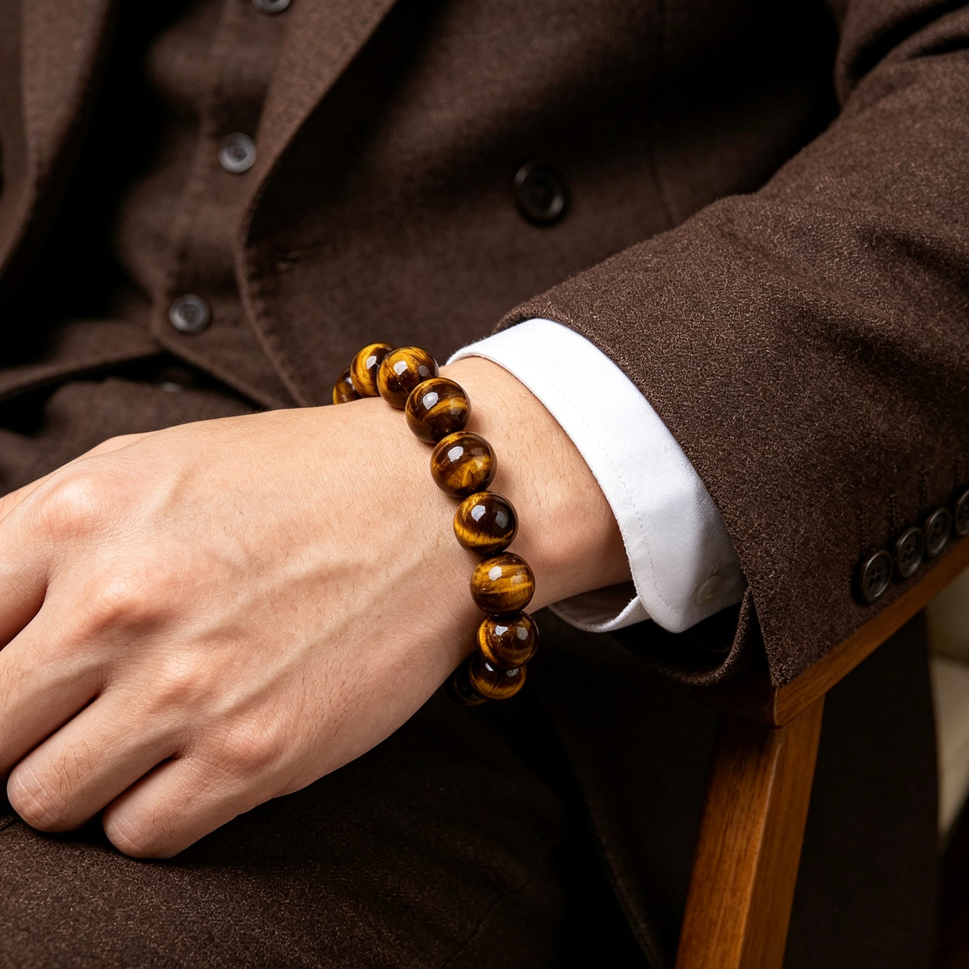 Tiger eye bracelet with cat's eye shimmer – WUFORGE