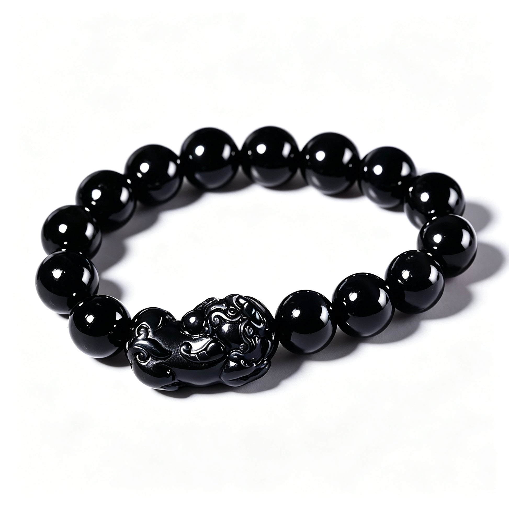 Polished black obsidian beads detail – WUFORGE