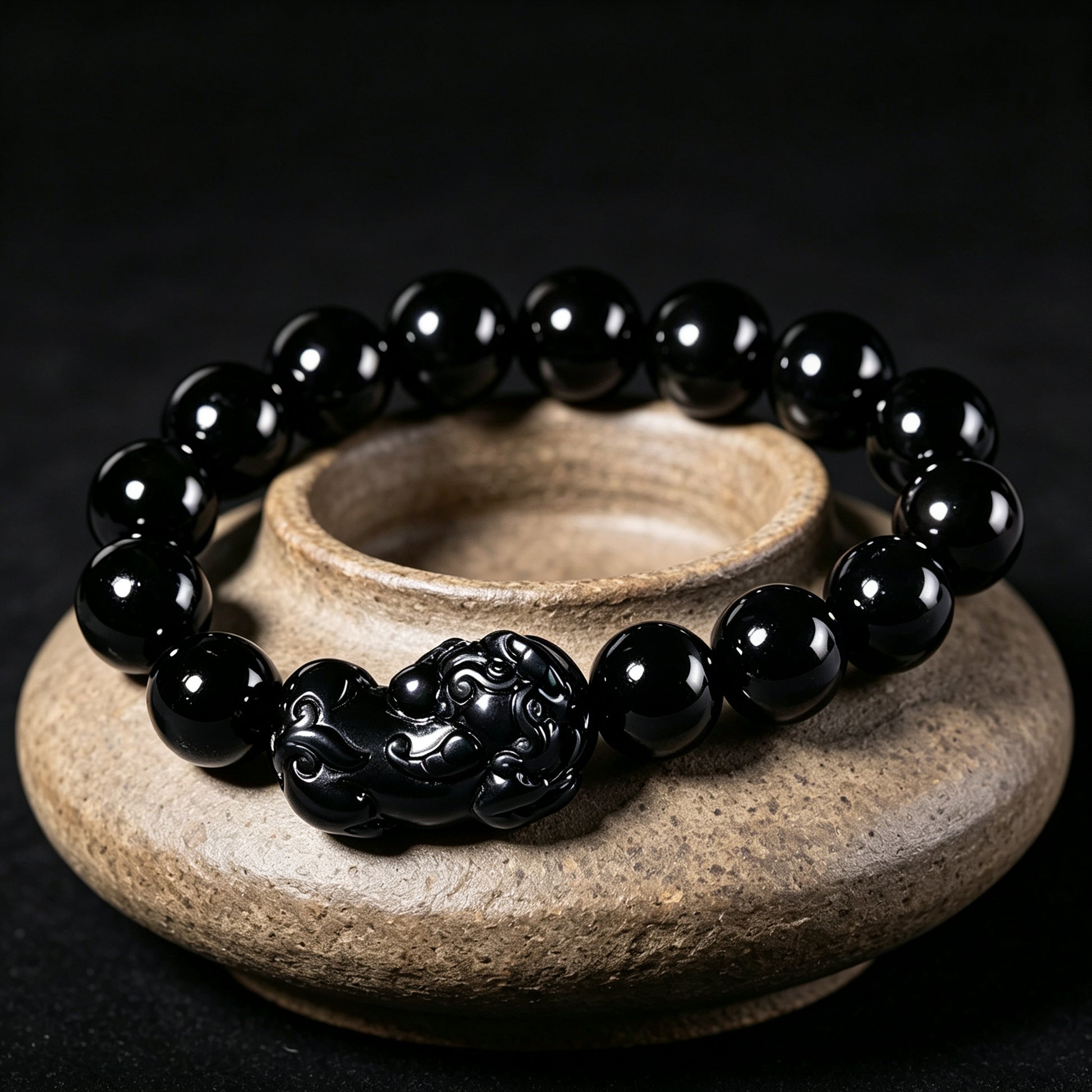 Black Obsidian Pixiu Bracelet for Men – WUFORGE