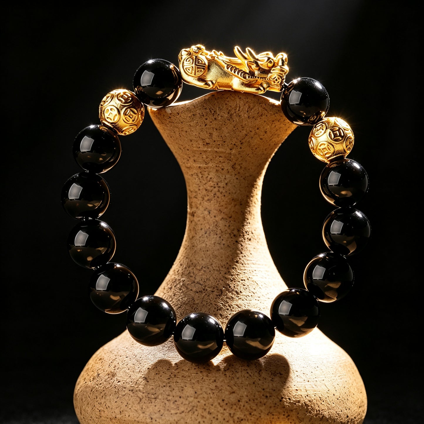 Obsidian Pixiu Bracelet — Warrior's Fortune