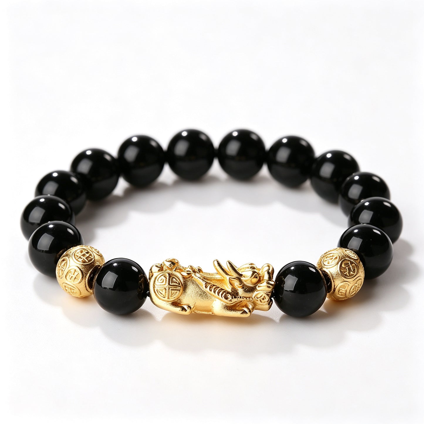 Obsidian Pixiu Bracelet — Warrior's Fortune