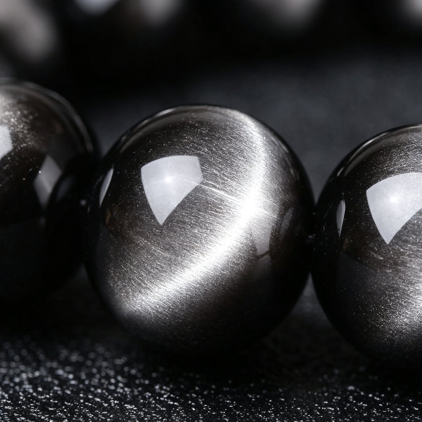 Silver Sheen Obsidian Double Pixiu Bracelet - Wealth Protection