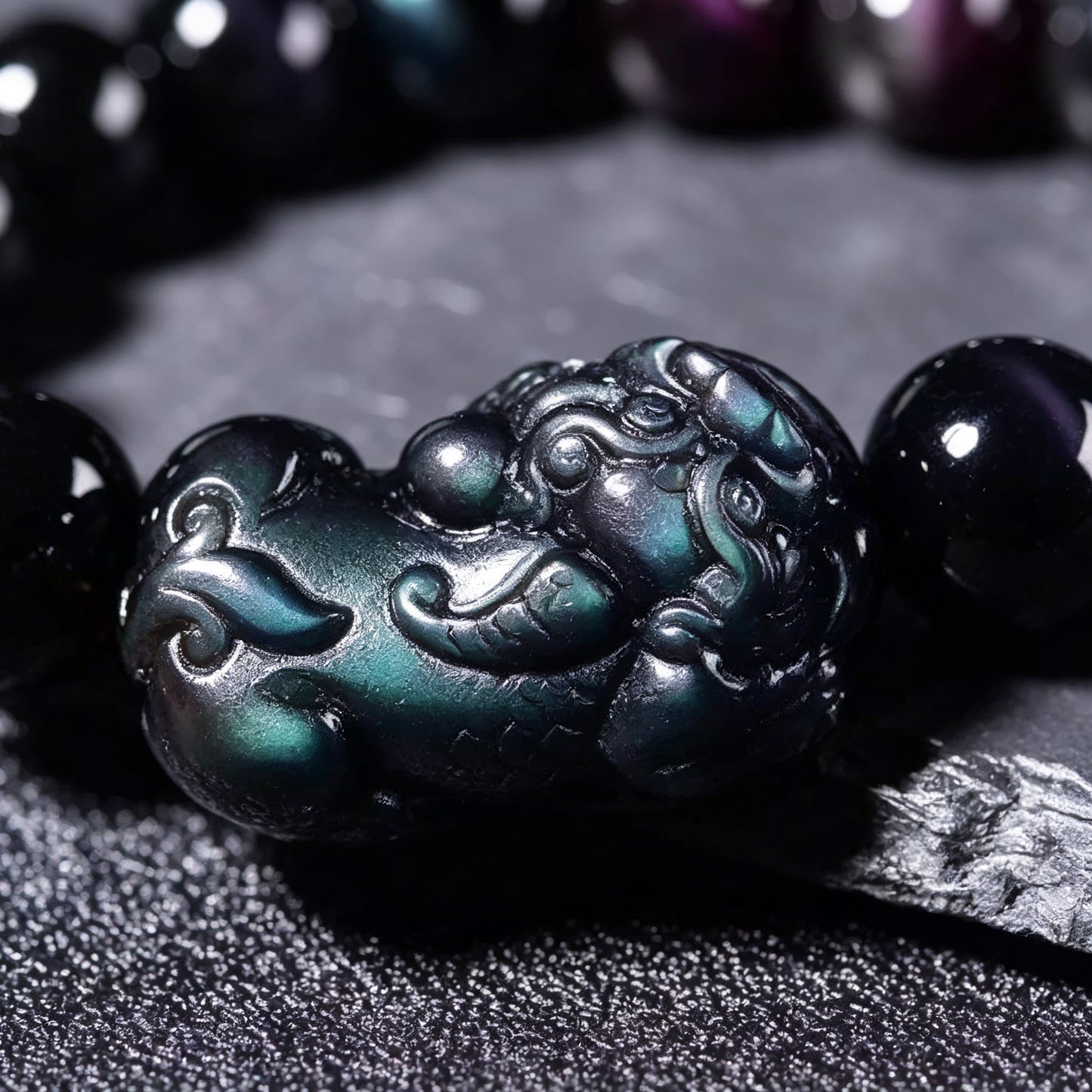 Rainbow Obsidian Pixiu Bracelet — Warrior's Courage